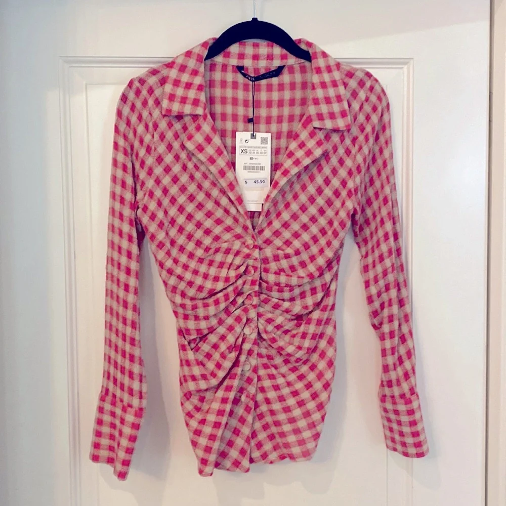 Zara gathered check top size XS - Picture 2 of 3